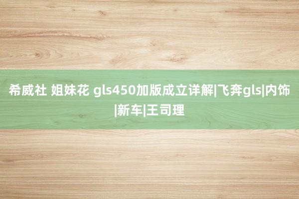 希威社 姐妹花 gls450加版成立详解|飞奔gls|内饰|新车|王司理