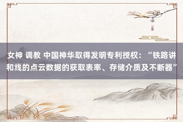 女神 调教 中国神华取得发明专利授权：“铁路讲和线的点云数据的获取表率、存储介质及不断器”
