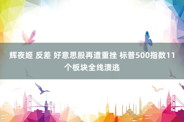 辉夜姬 反差 好意思股再遭重挫 标普500指数11个板块全线溃逃