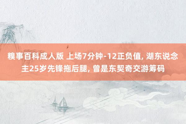 糗事百科成人版 上场7分钟-12正负值, 湖东说念主25岁先锋拖后腿, 曾是东契奇交游筹码