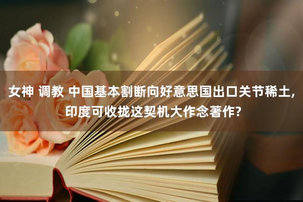 女神 调教 中国基本割断向好意思国出口关节稀土, 印度可收拢这契机大作念著作?