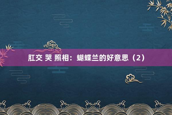 肛交 哭 照相：蝴蝶兰的好意思（2）